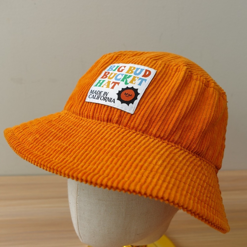 Big Bud Press Bucket Hat Burnt Orange Cotton Corduroy Retro Mod Funky USA Made